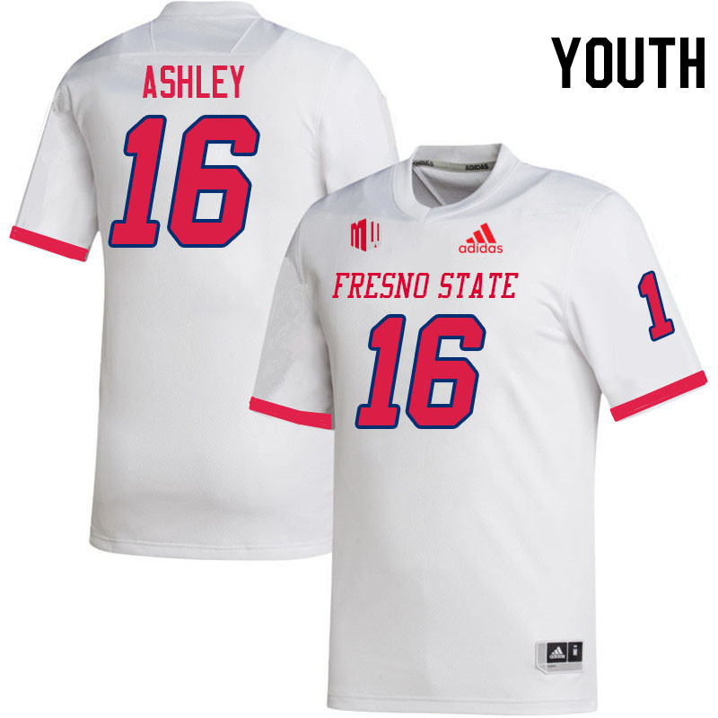 Youth #16 Ah'Marion Ashley Fresno State Bulldogs College Football Jerseys Stitched Sale-White - Click Image to Close